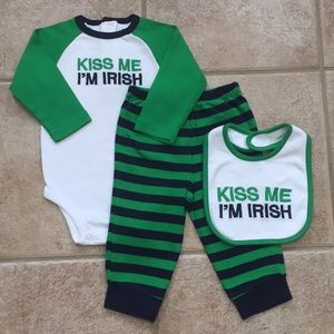 Carter’s Kiss Me I’m Irish St. Patrick’s Day Spring Bodysuit Pants and Bib